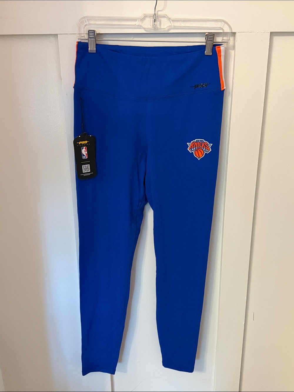 Royal Blue NBA Knicks Logo Leggings with Orange Trim